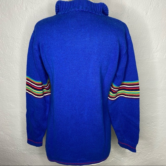 Vintage 80’s/90’s Blue Retro Stripe Printed Sweater medium - Picture 3 of 6